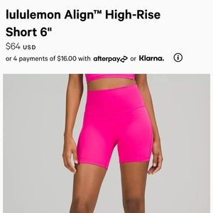 Lululemon align shorts Sonic pink